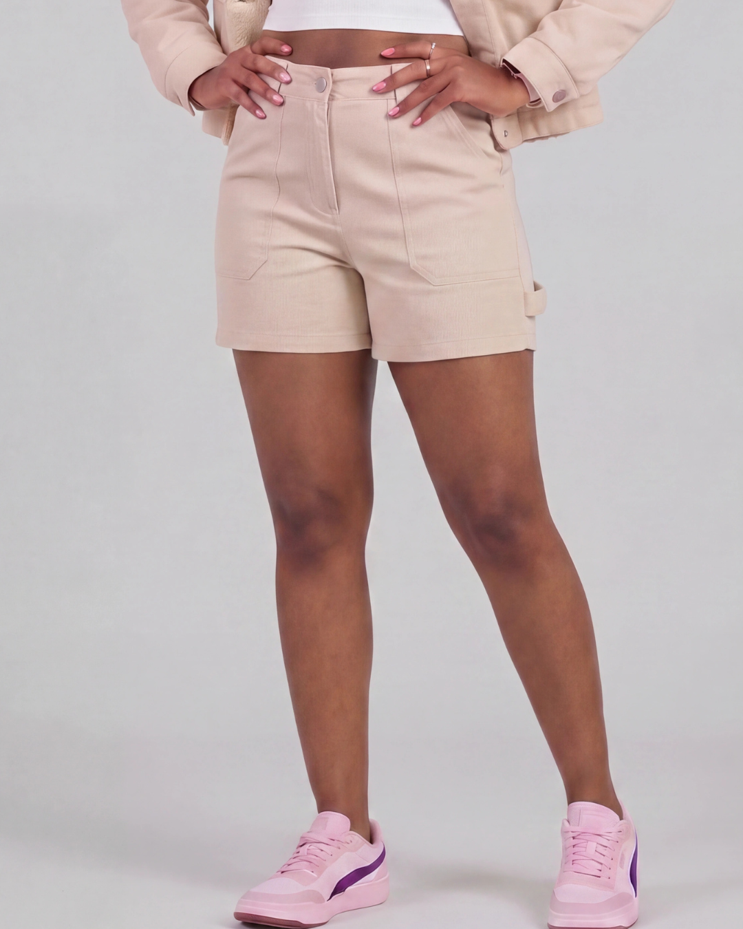Women's Carpenter Utility Shorts + Sherpa-Lined Chore Jacket Set