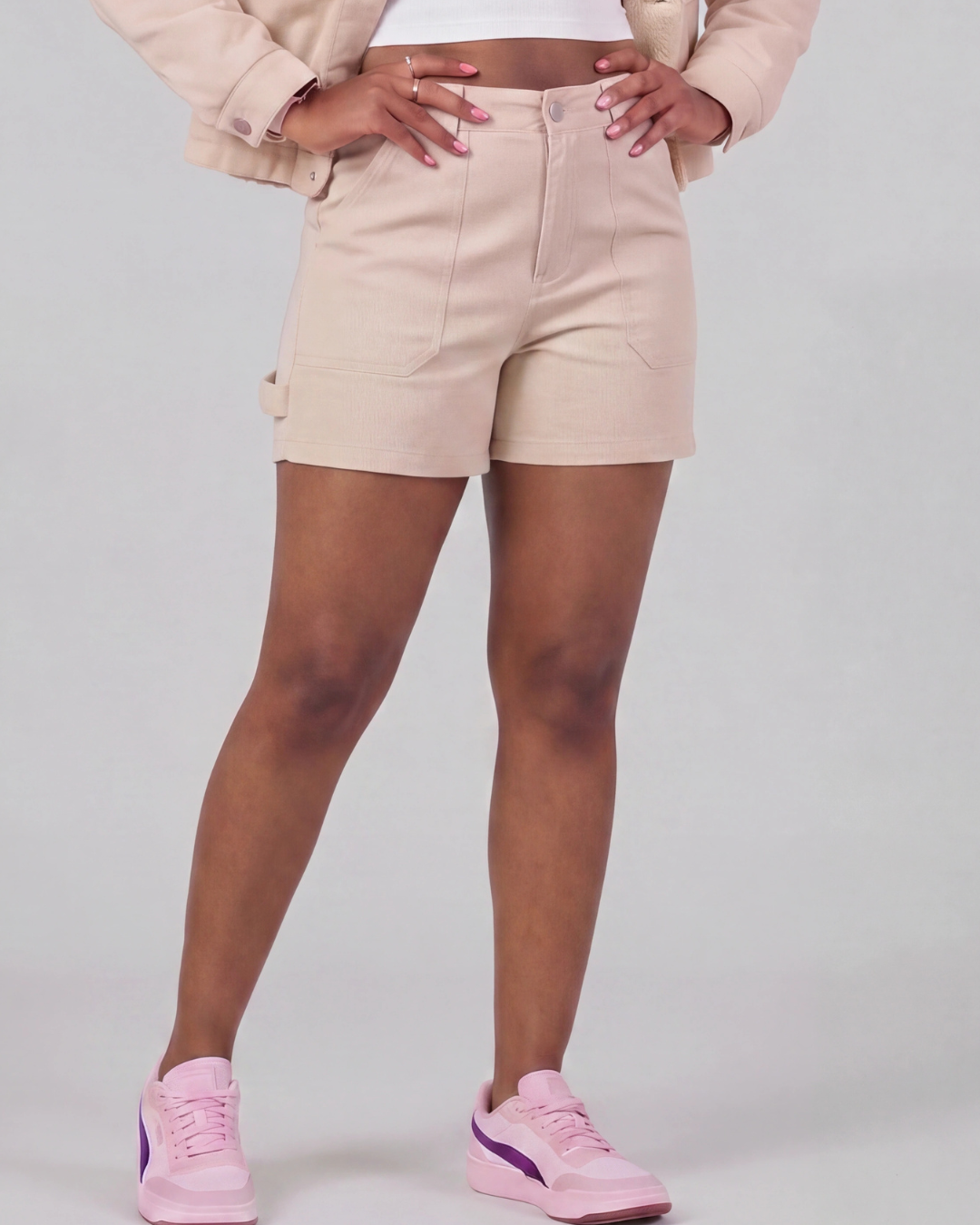 Women's Carpenter Utility Shorts + Sherpa-Lined Chore Jacket Set