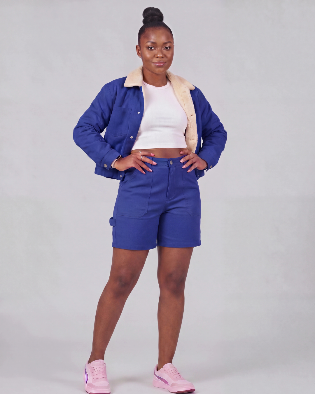 Women's Carpenter Utility Shorts + Sherpa-Lined Chore Jacket Set