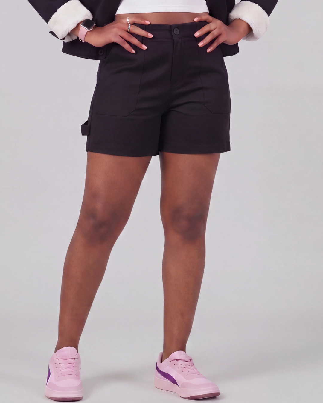 Women's Carpenter Utility Shorts + Sherpa-Lined Chore Jacket Set