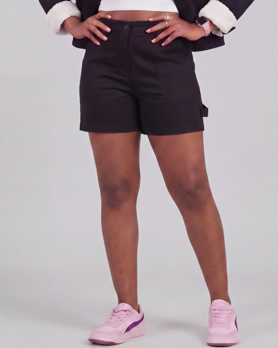 Women's Carpenter Utility Shorts + Sherpa-Lined Chore Jacket Set