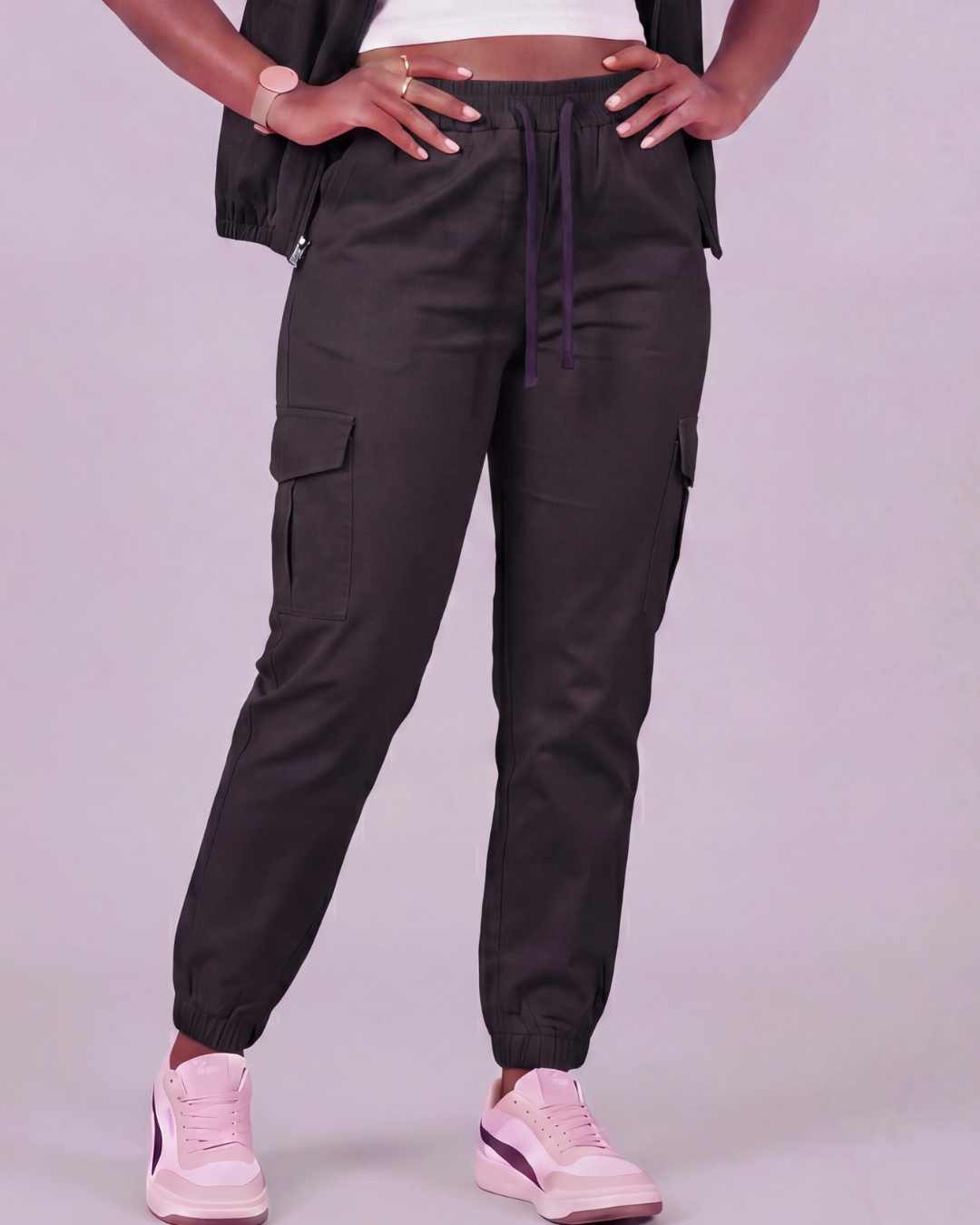Women's Tapered Cargo Pants + Twill Vest Set