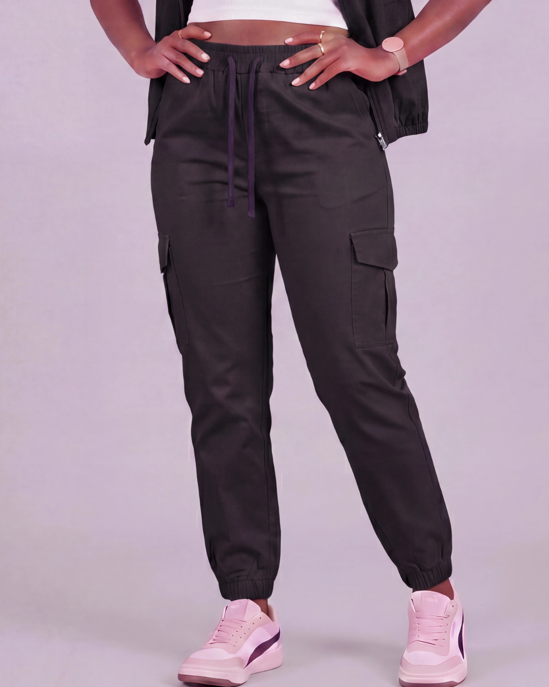 Women's Tapered Cargo Pants + Twill Vest Set