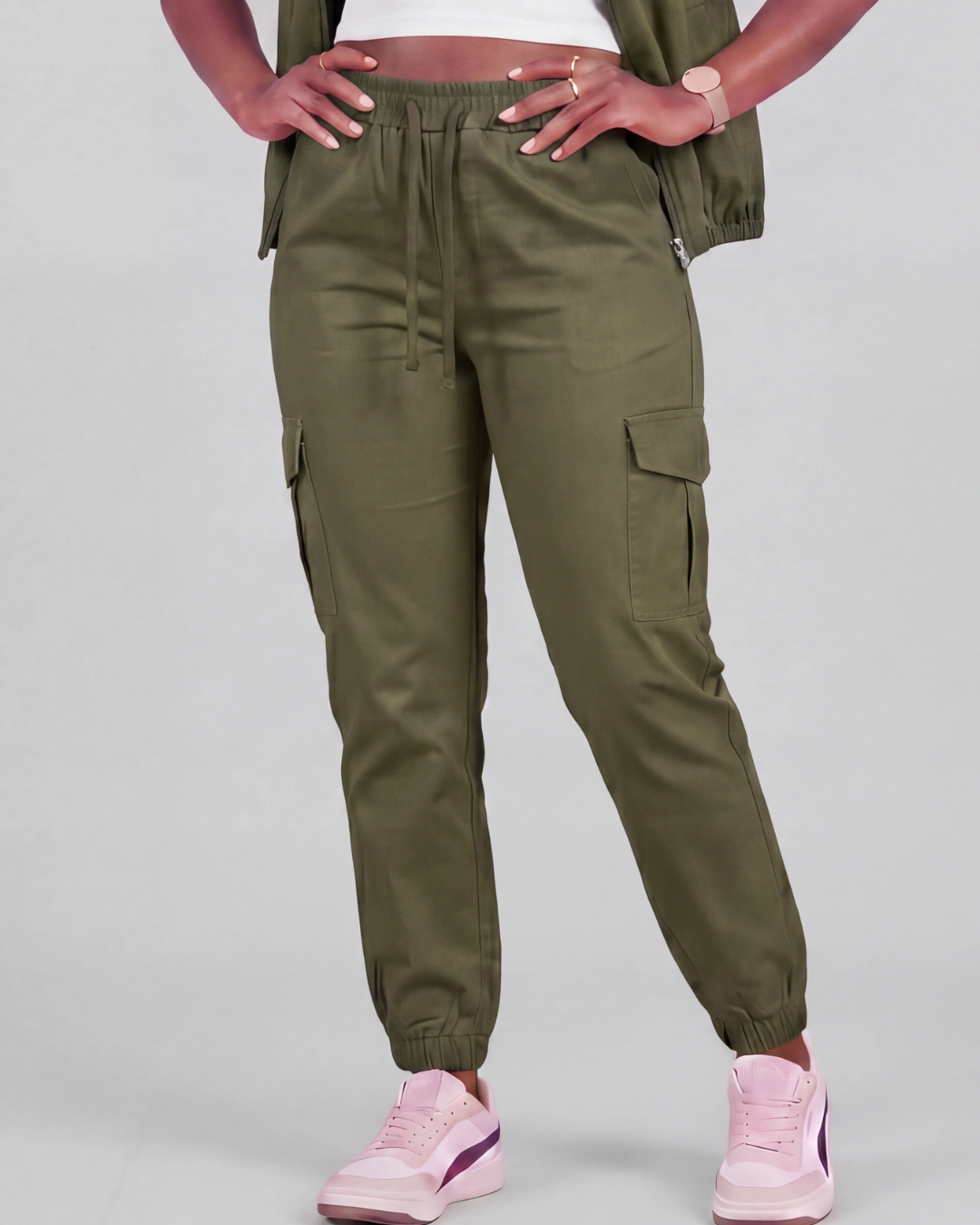 Women's Tapered Cargo Pants + Twill Vest Set