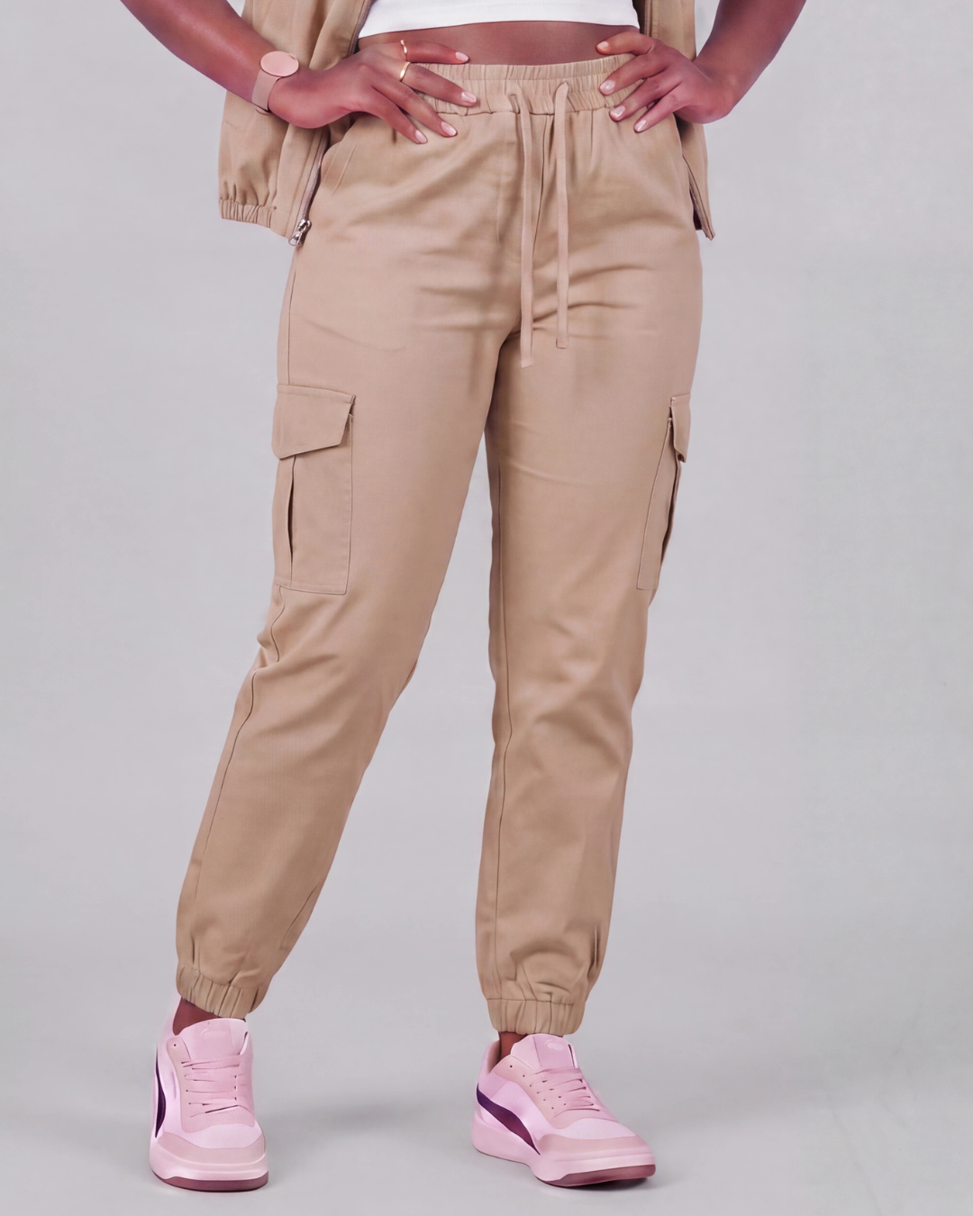 Women's Tapered Cargo Pants + Twill Vest Set