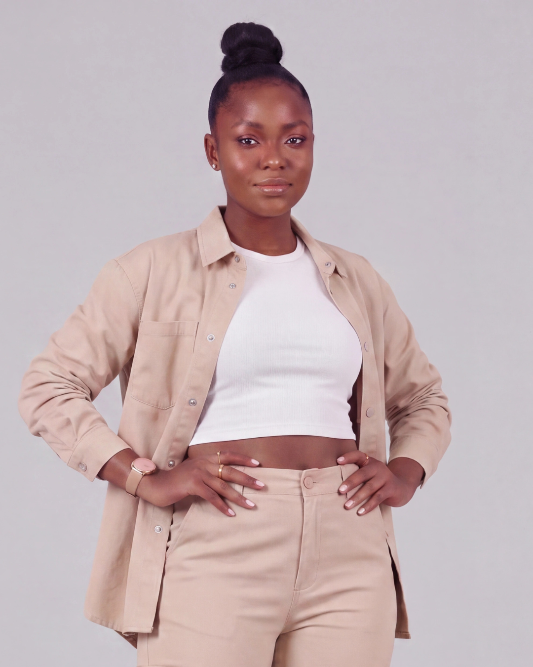 Women's Relaxed Cargo Pants + Snap-Button Overshirt Set