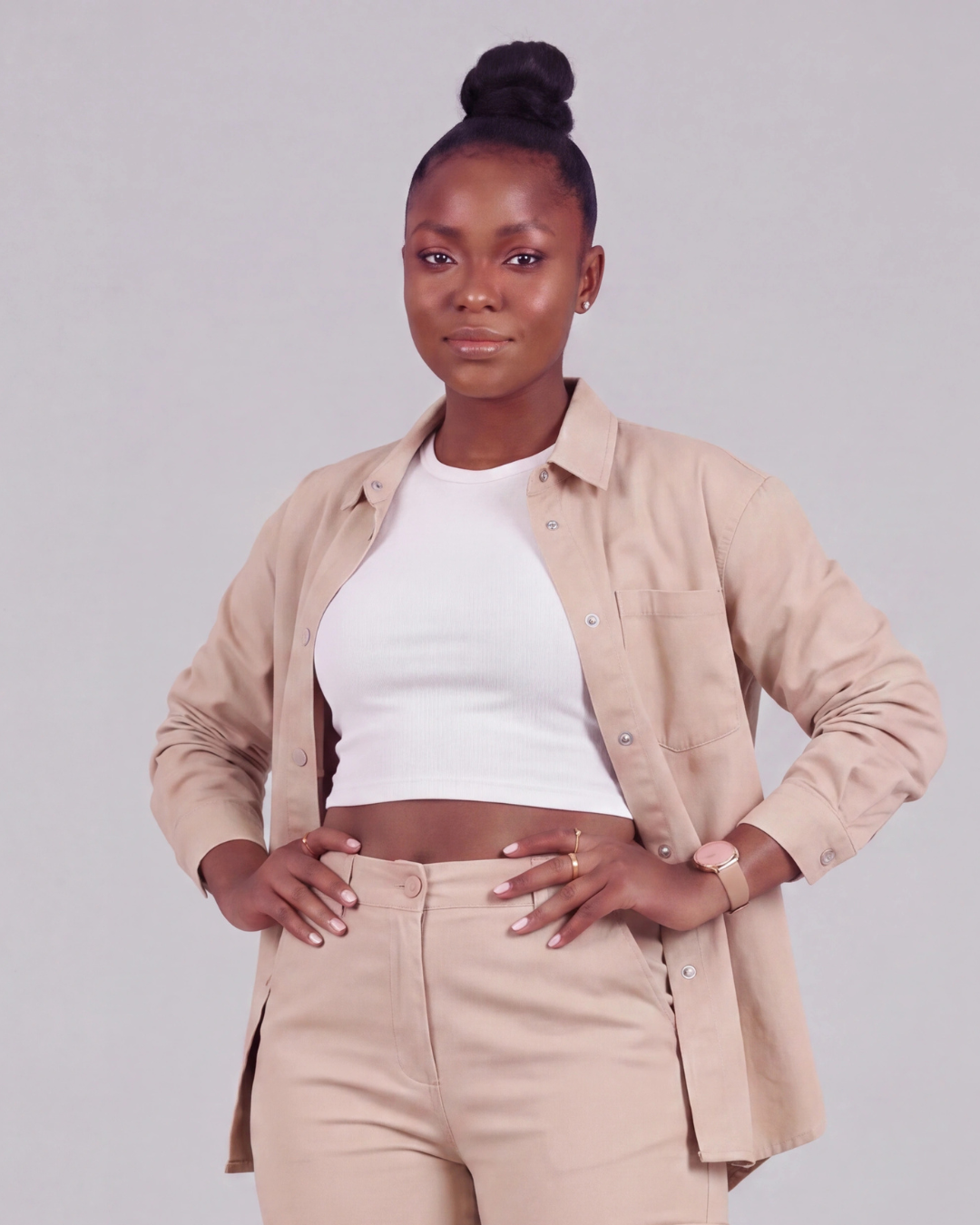 Women's Relaxed Cargo Pants + Snap-Button Overshirt Set