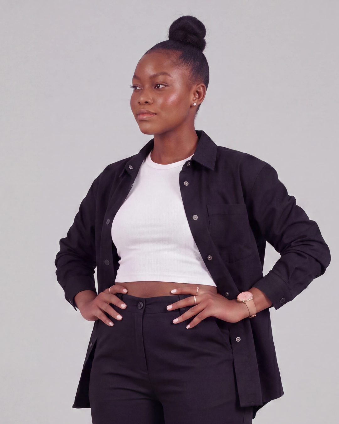 Women's Relaxed Cargo Pants + Snap-Button Overshirt Set