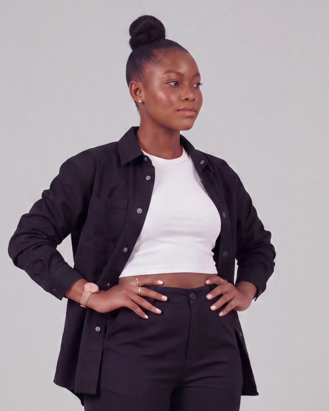 Women's Relaxed Cargo Pants + Snap-Button Overshirt Set