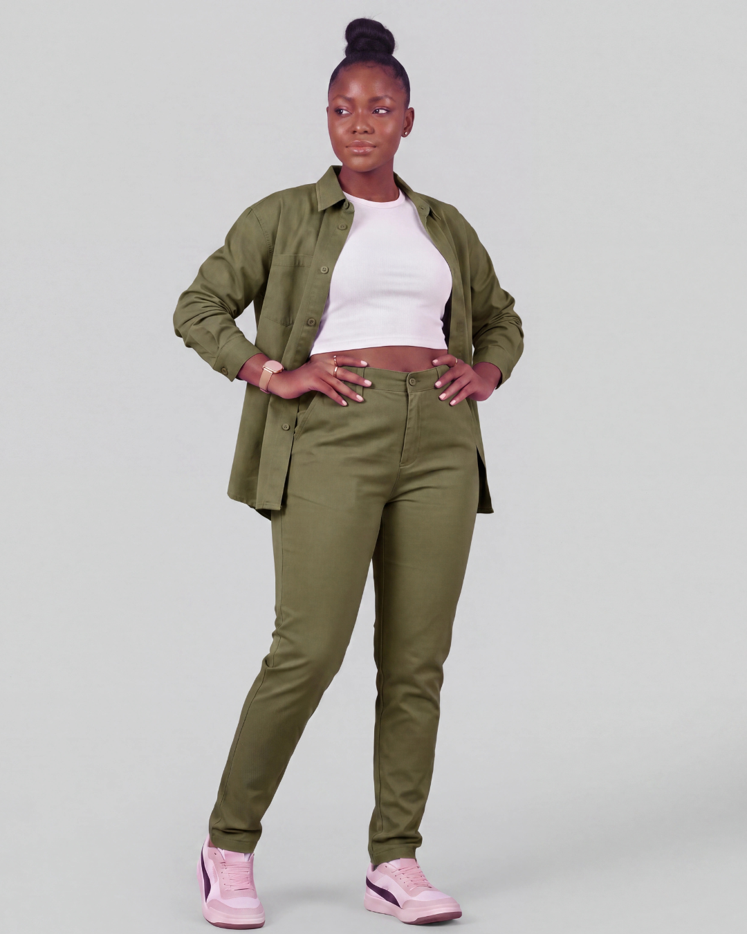 Women's Classic Chino Pants + Classic Long-Sleeve Overshirt Set