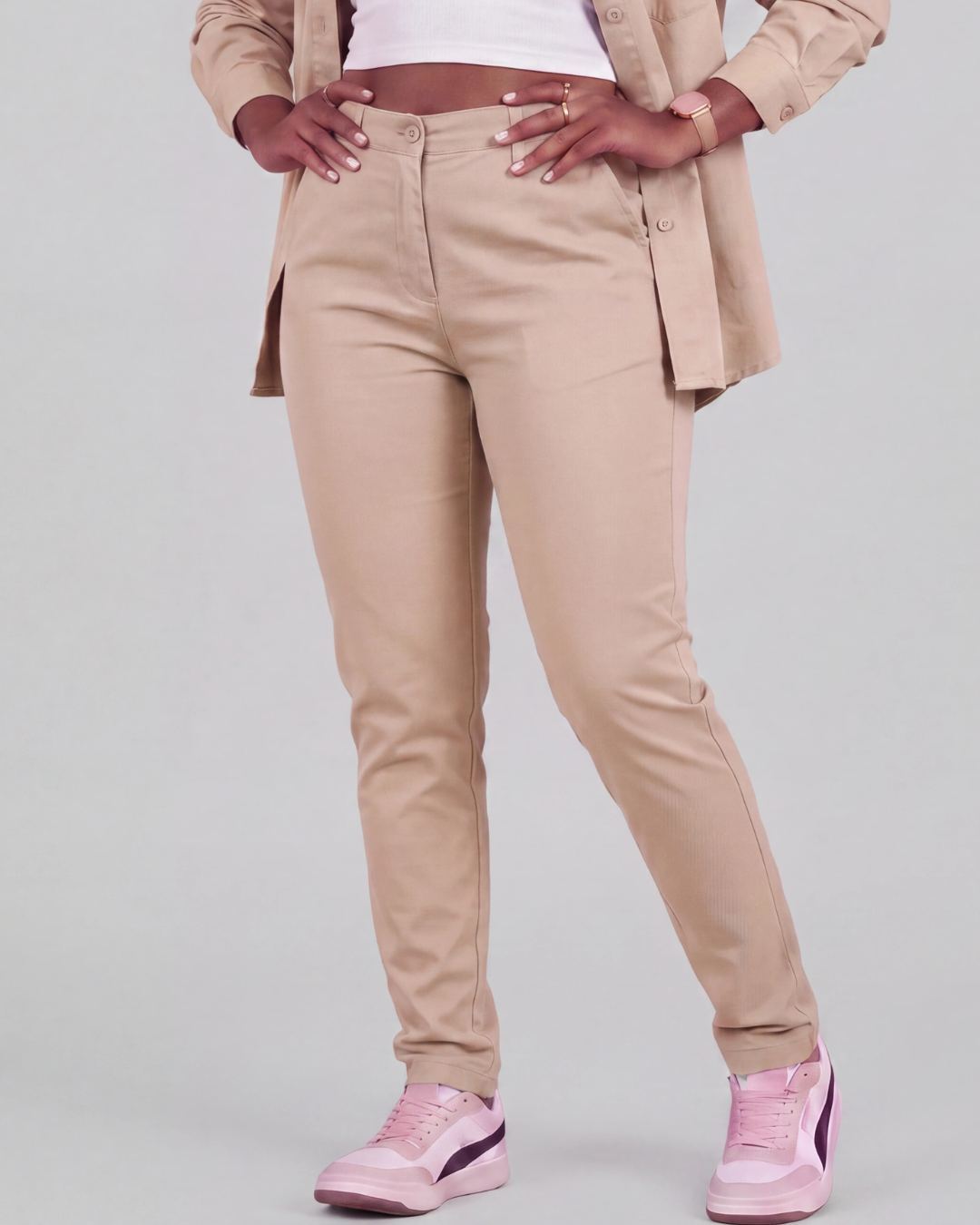 Women's Classic Chino Pants + Classic Long-Sleeve Overshirt Set
