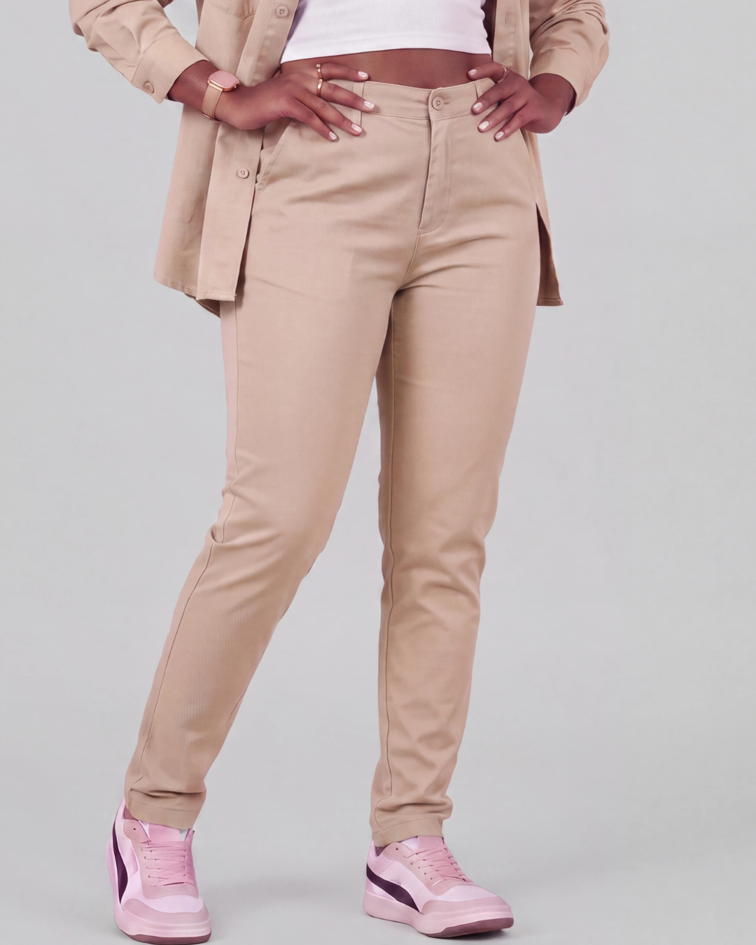 Women's Classic Chino Pants + Classic Long-Sleeve Overshirt Set