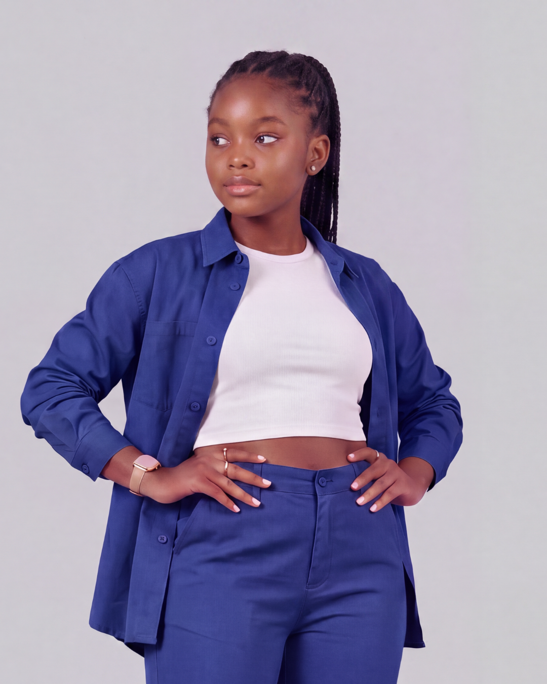 Girls' Classic Chino Pants + Classic Long-Sleeve Overshirt Set