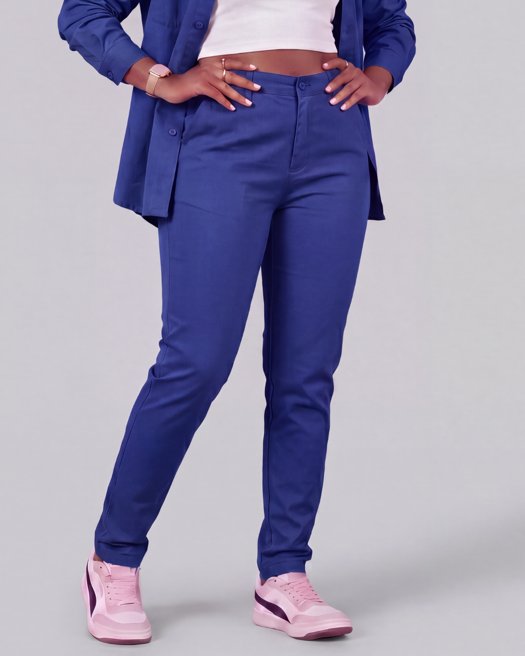 Girls' Classic Chino Pants + Classic Long-Sleeve Overshirt Set