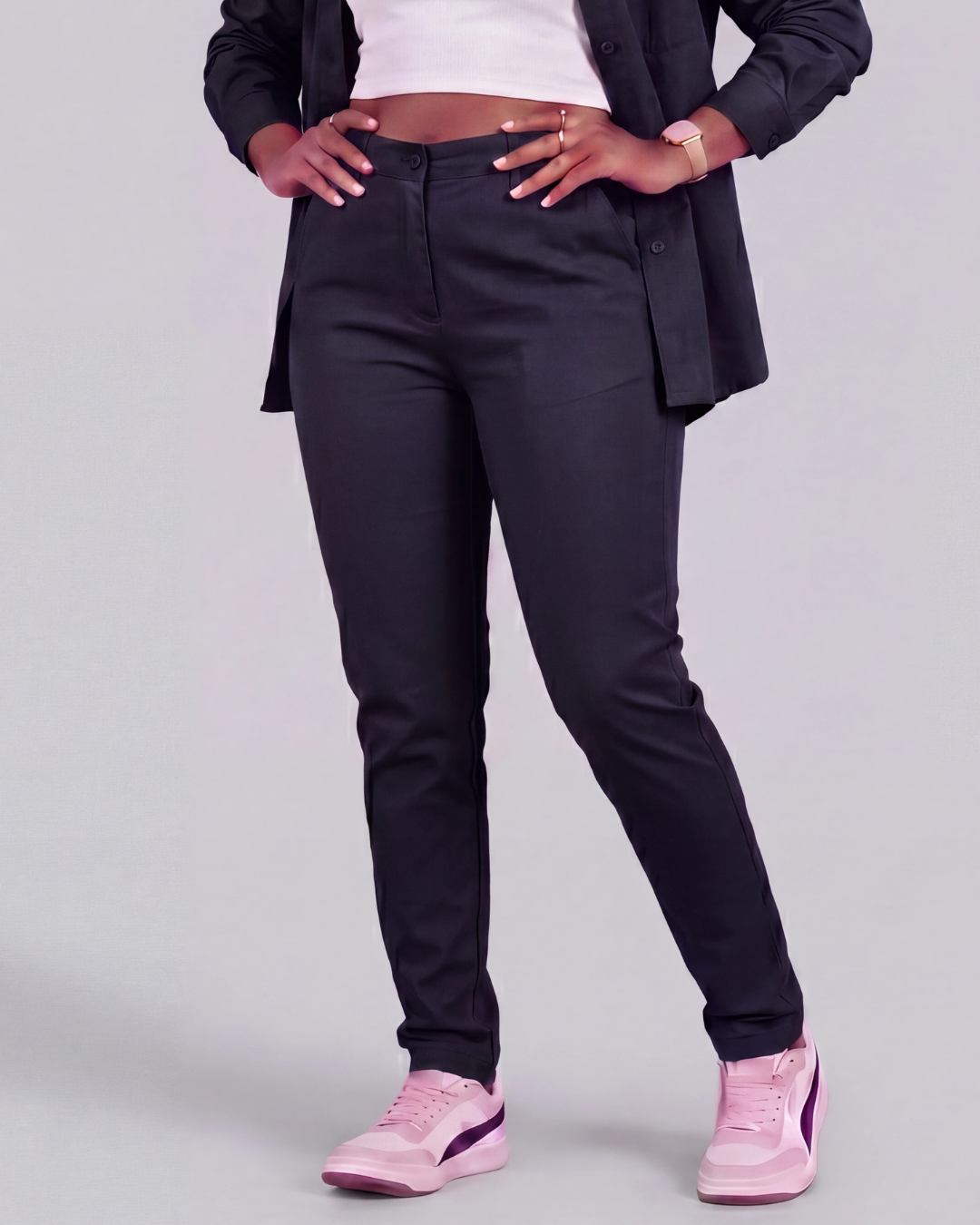 Girls' Classic Chino Pants + Classic Long-Sleeve Overshirt Set
