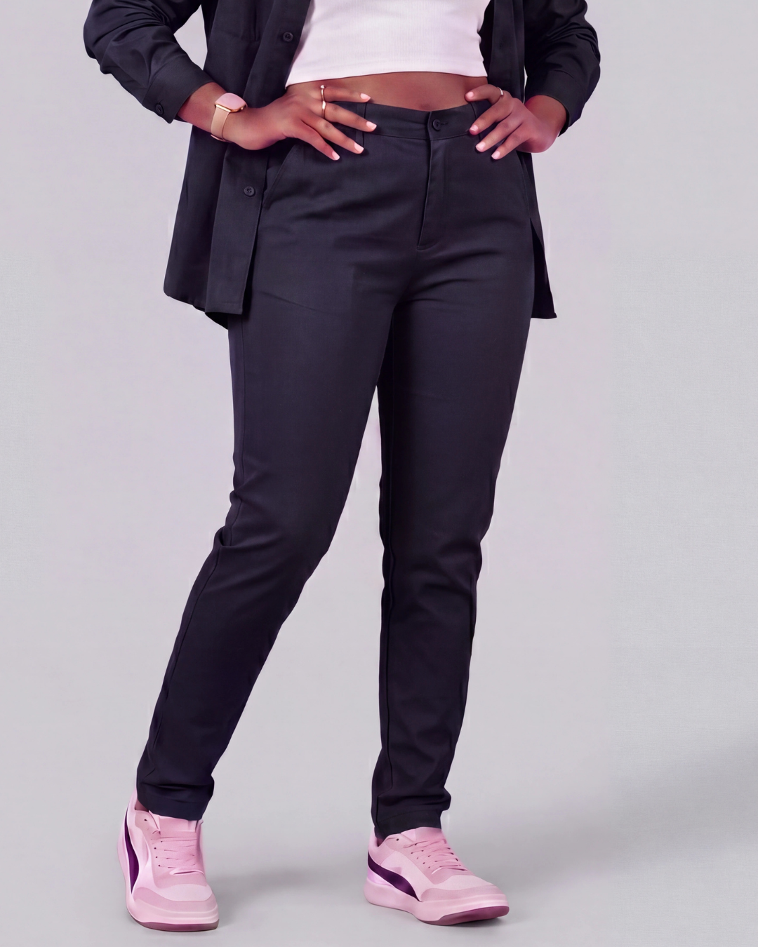 Girls' Classic Chino Pants + Classic Long-Sleeve Overshirt Set
