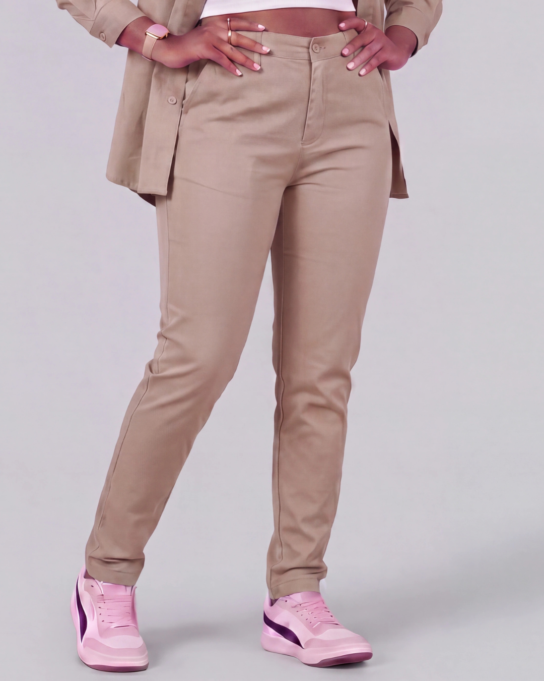 Girls' Classic Chino Pants + Classic Long-Sleeve Overshirt Set