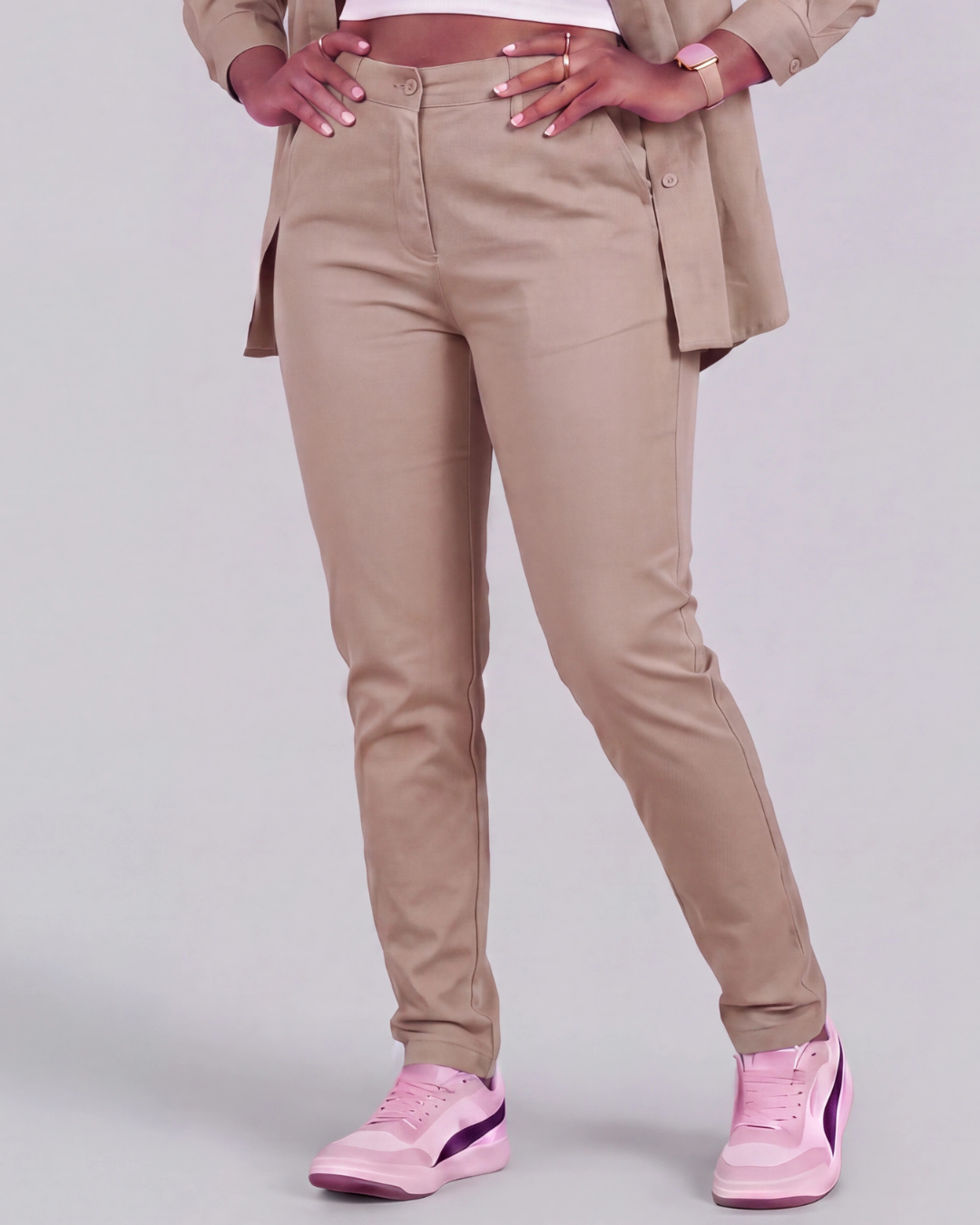 Girls' Classic Chino Pants + Classic Long-Sleeve Overshirt Set