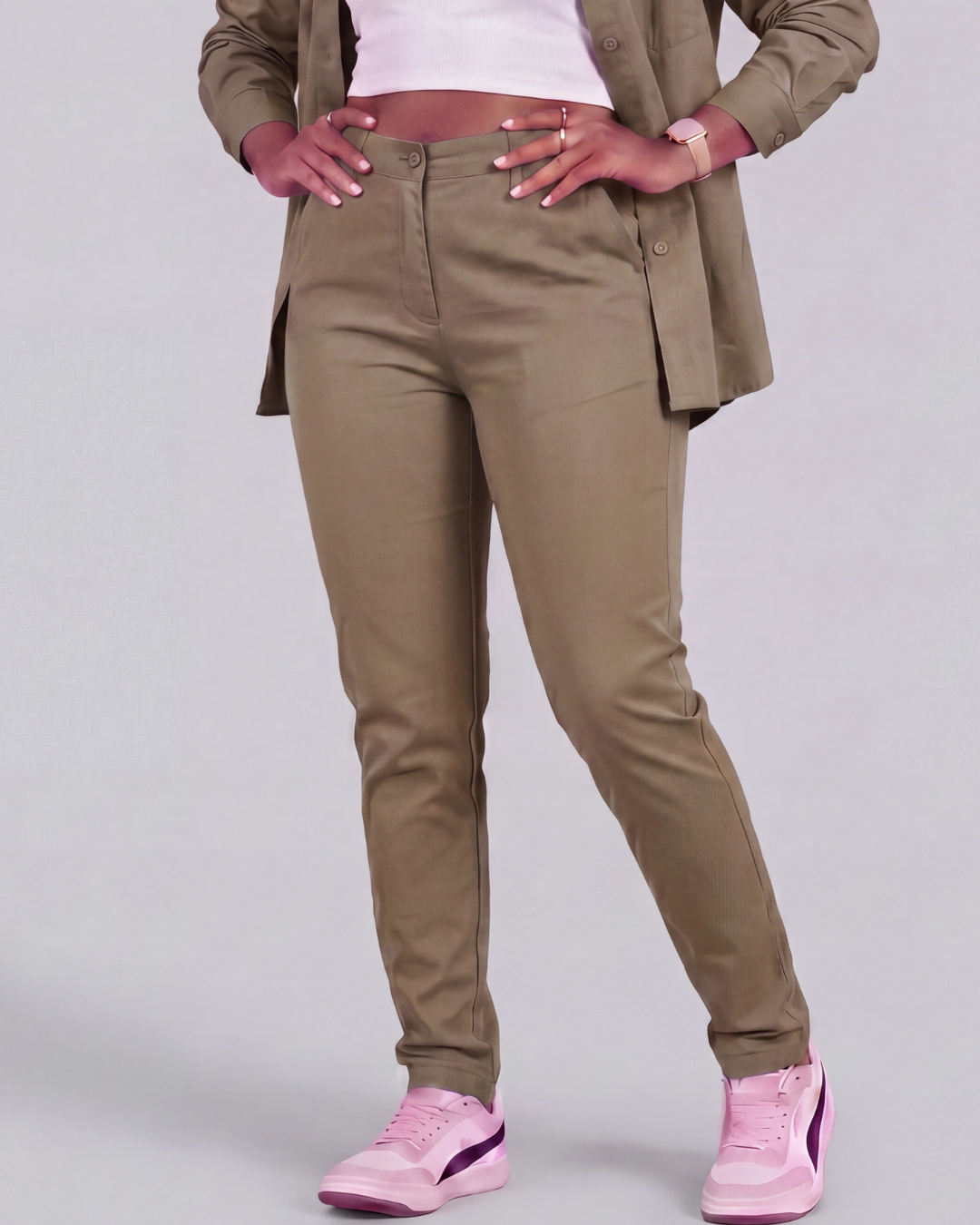 Girls' Classic Chino Pants + Classic Long-Sleeve Overshirt Set