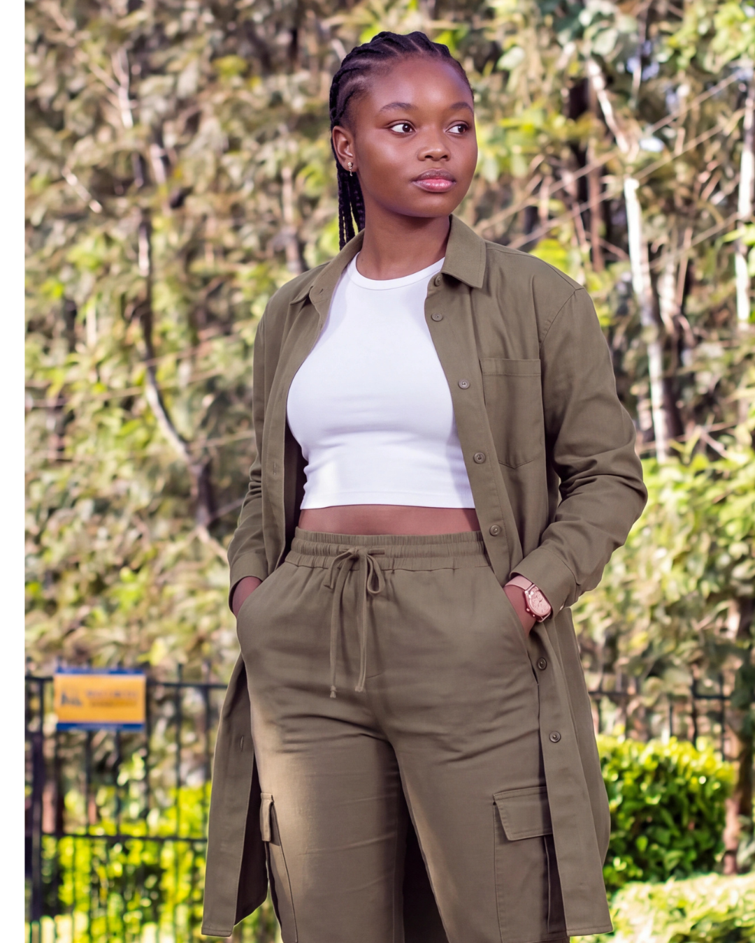 Girls' Tapered Cargo Pants + Long-Line Overshirt Set