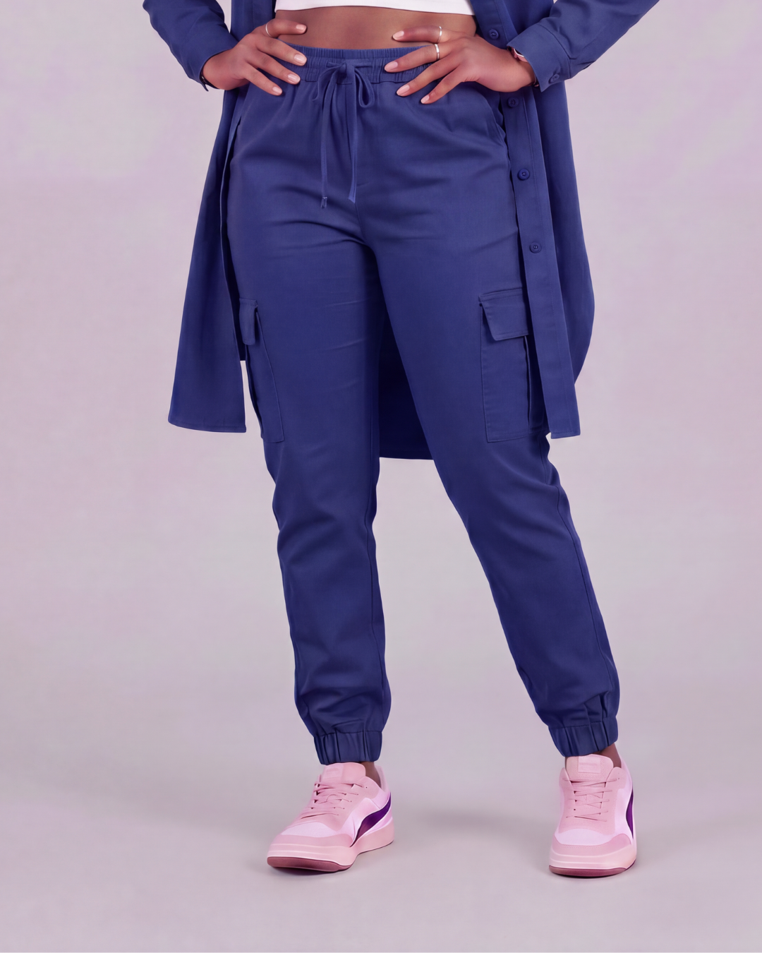 Girls' Tapered Cargo Pants + Long-Line Overshirt Set