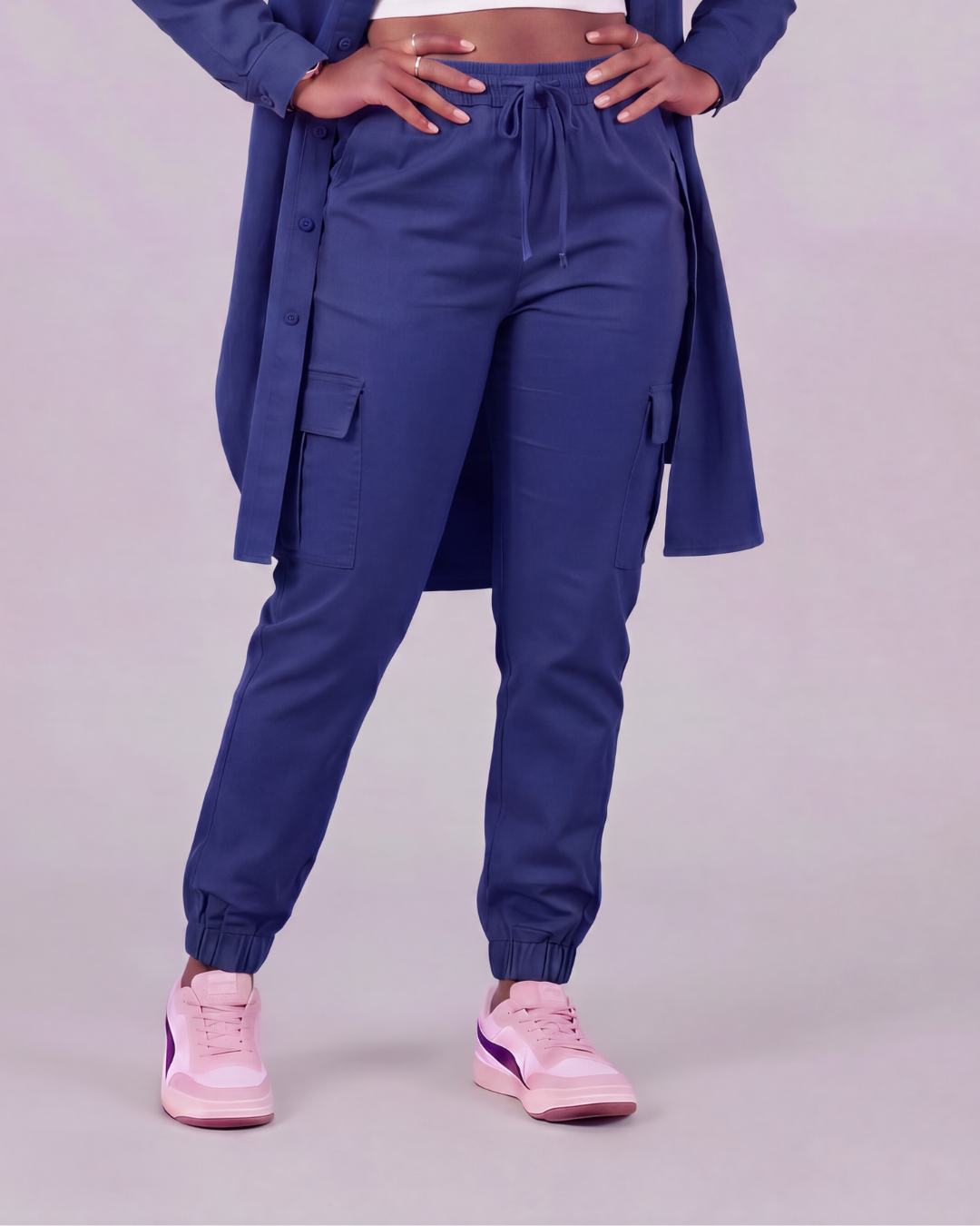 Girls' Tapered Cargo Pants + Long-Line Overshirt Set