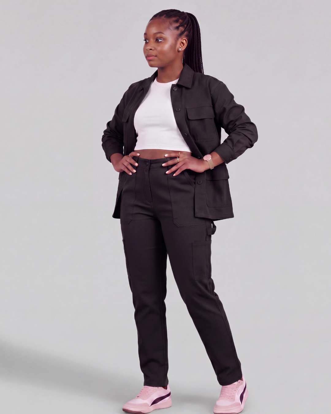 Girls' Carpenter Utility Pants + Four-Pocket Utility Overshirt Set