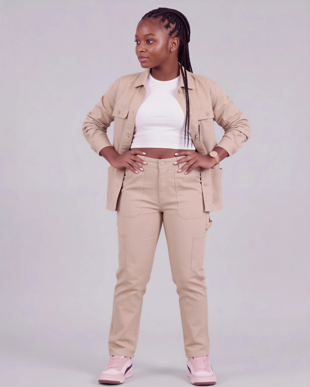 Girls' Carpenter Utility Pants + Four-Pocket Utility Overshirt Set