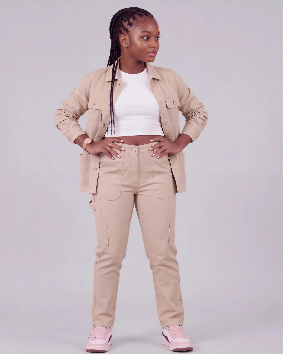 Girls' Carpenter Utility Pants + Four-Pocket Utility Overshirt Set