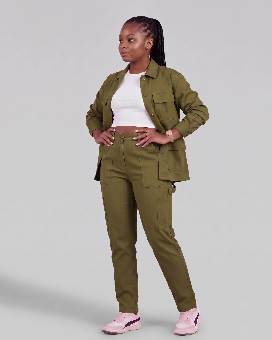 Girls' Carpenter Utility Pants + Four-Pocket Utility Overshirt Set