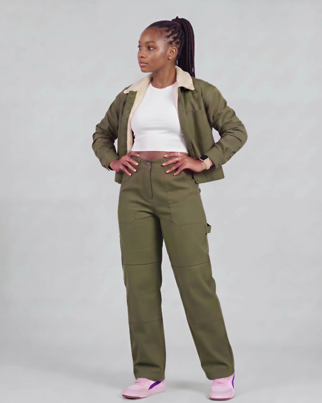 Girls' Carpenter Utility Pants + Sherpa-Lined Chore Jacket Set