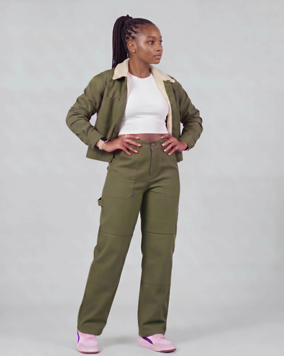 Girls' Carpenter Utility Pants + Sherpa-Lined Chore Jacket Set