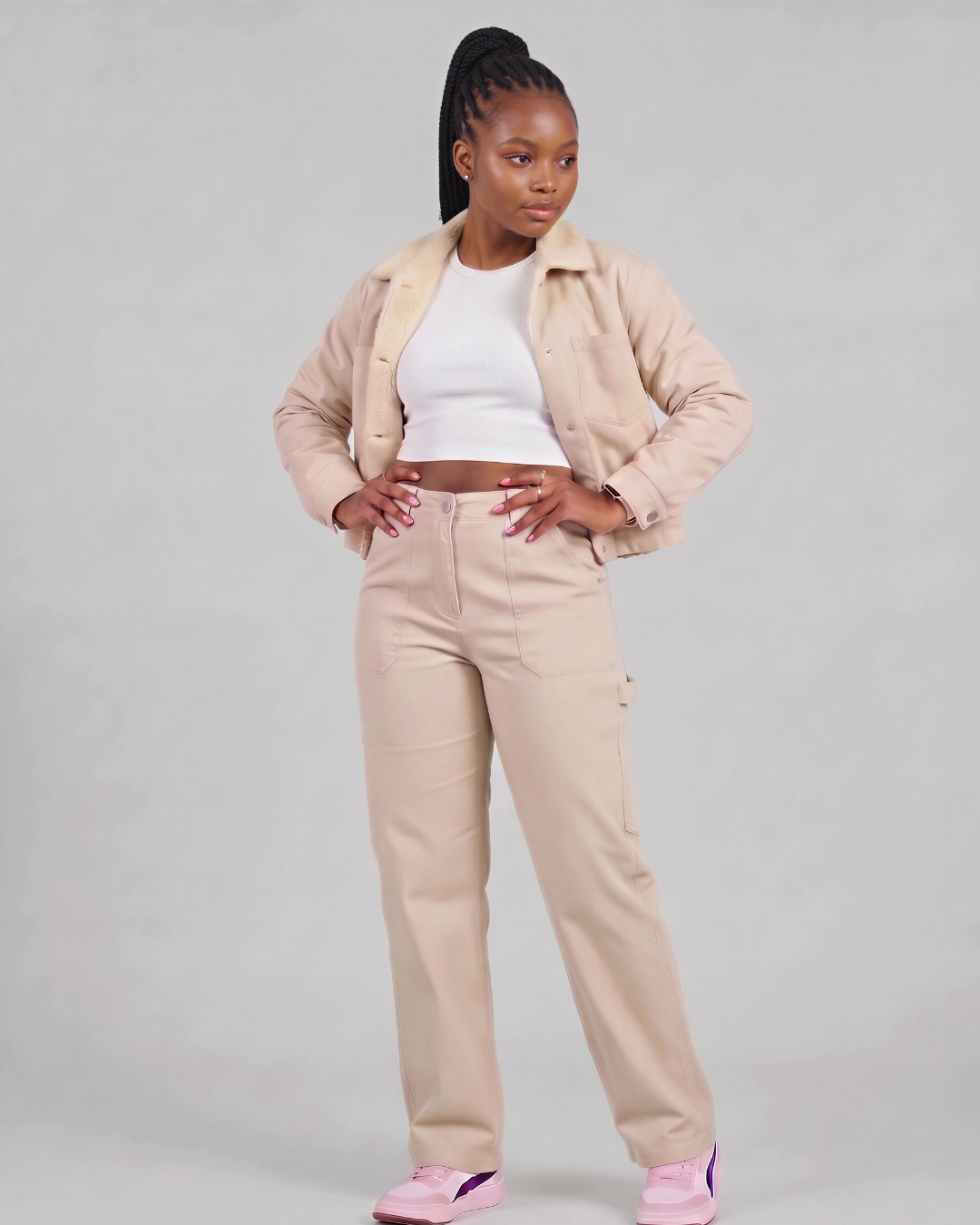 Girls' Carpenter Utility Pants + Sherpa-Lined Chore Jacket Set