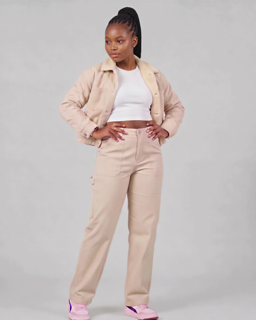 Girls' Carpenter Utility Pants + Sherpa-Lined Chore Jacket Set