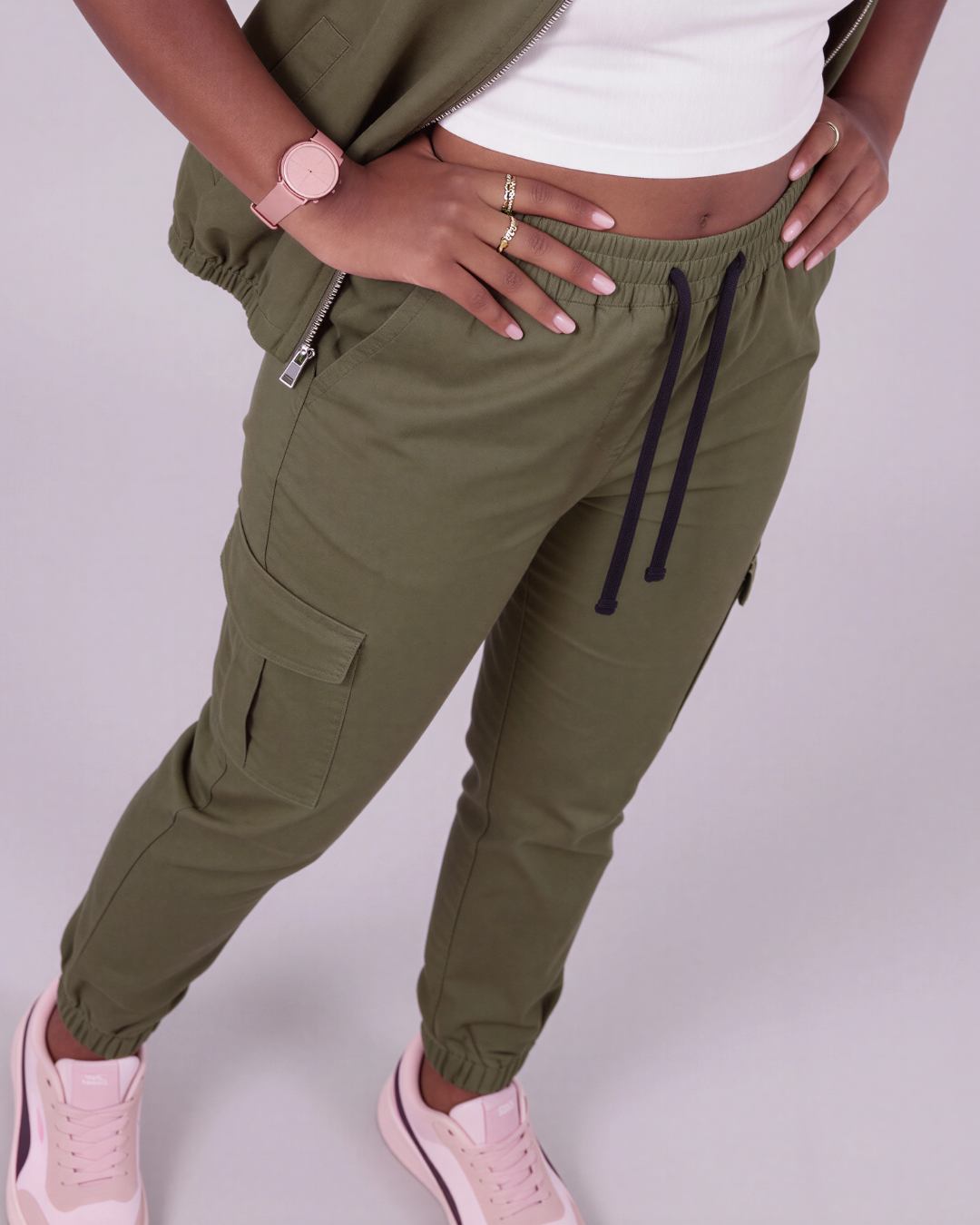 Girls' Tapered Cargo Pants + Twill Vest Set