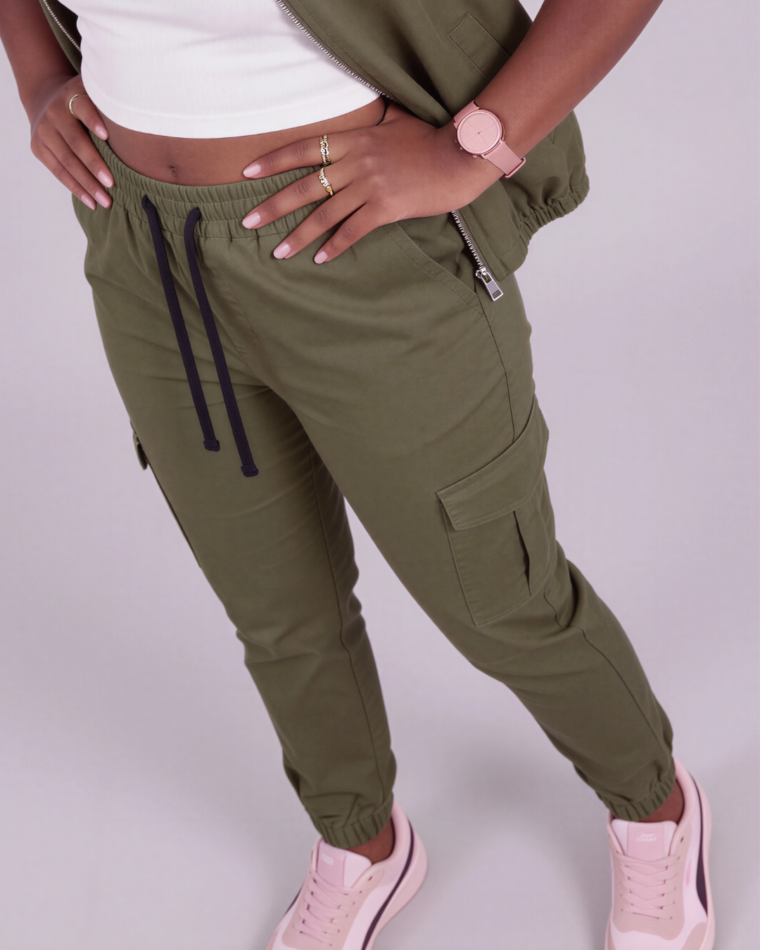 Girls' Tapered Cargo Pants + Twill Vest Set