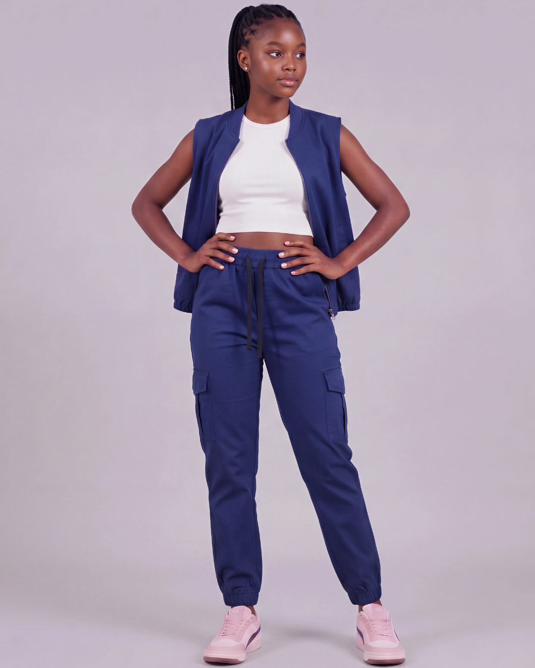 Girls' Tapered Cargo Pants + Twill Vest Set
