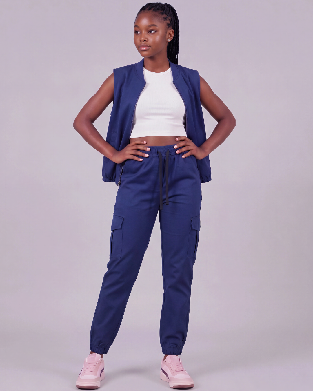 Girls' Tapered Cargo Pants + Twill Vest Set