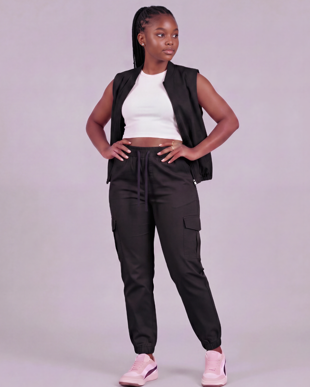 Girls' Tapered Cargo Pants + Twill Vest Set