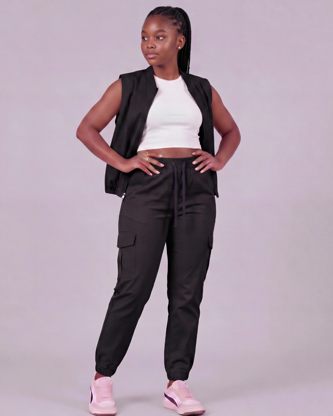 Girls' Tapered Cargo Pants + Twill Vest Set