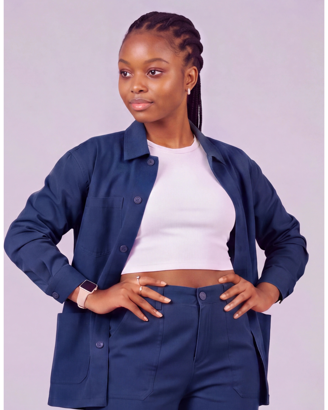 Girls' Relaxed Cargo Pants + Snap-Button Overshirt Set