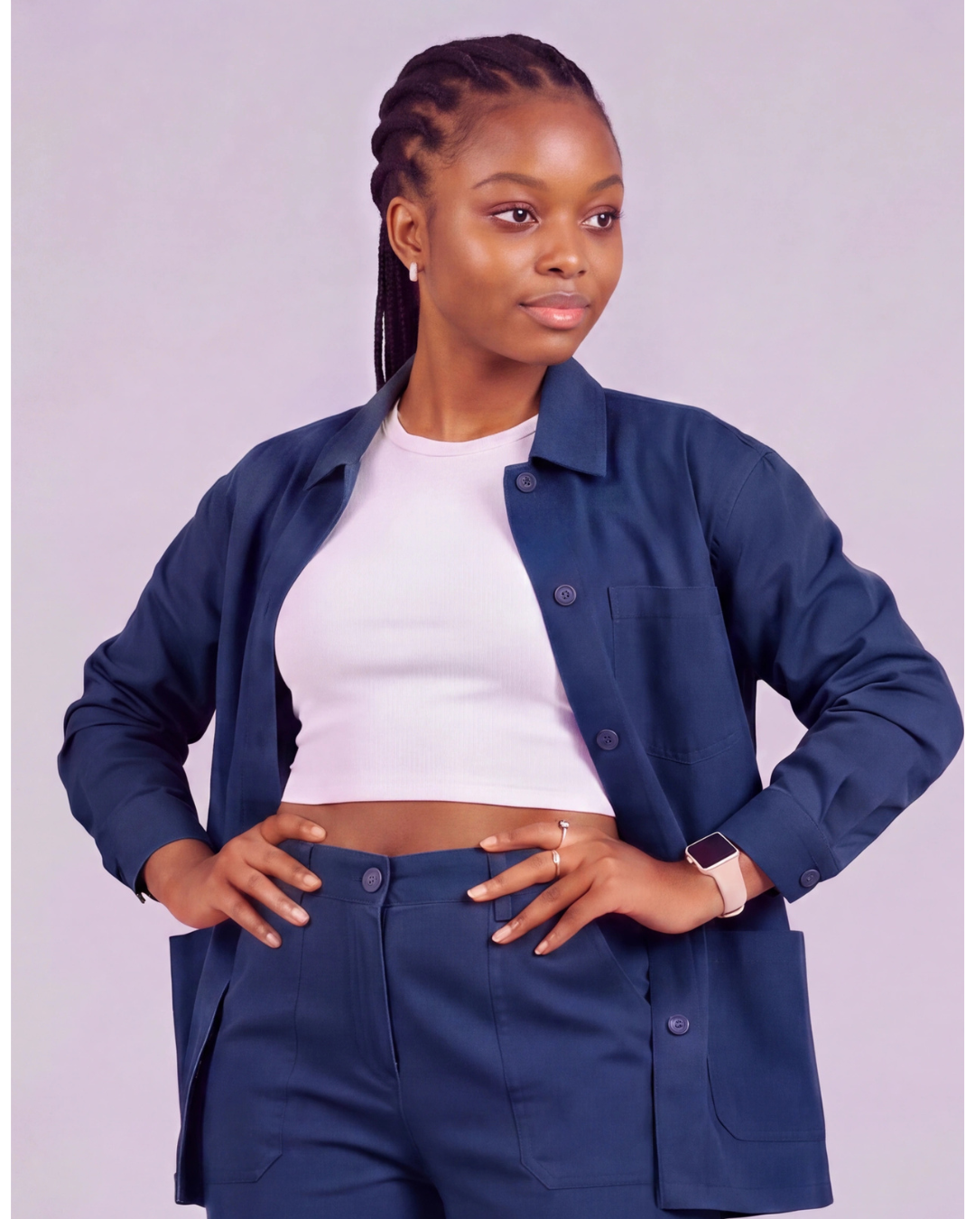 Girls' Relaxed Cargo Pants + Snap-Button Overshirt Set