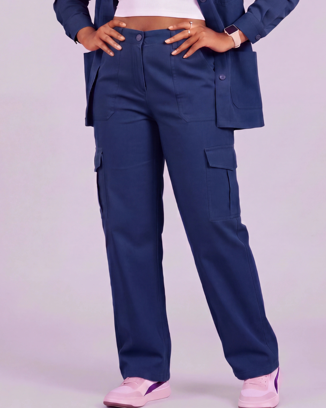 Girls' Relaxed Cargo Pants + Snap-Button Overshirt Set