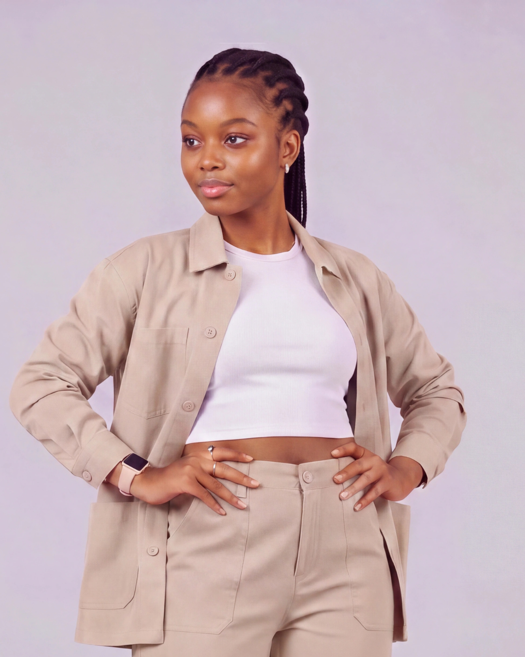 Girls' Relaxed Cargo Pants + Snap-Button Overshirt Set