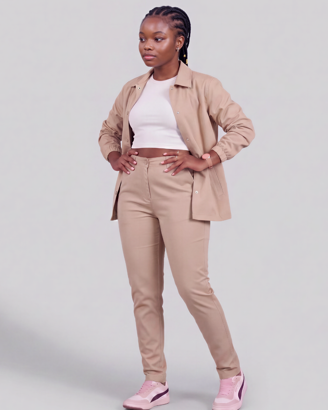 Girls' Classic Chino Pants + Coach Jacket Set