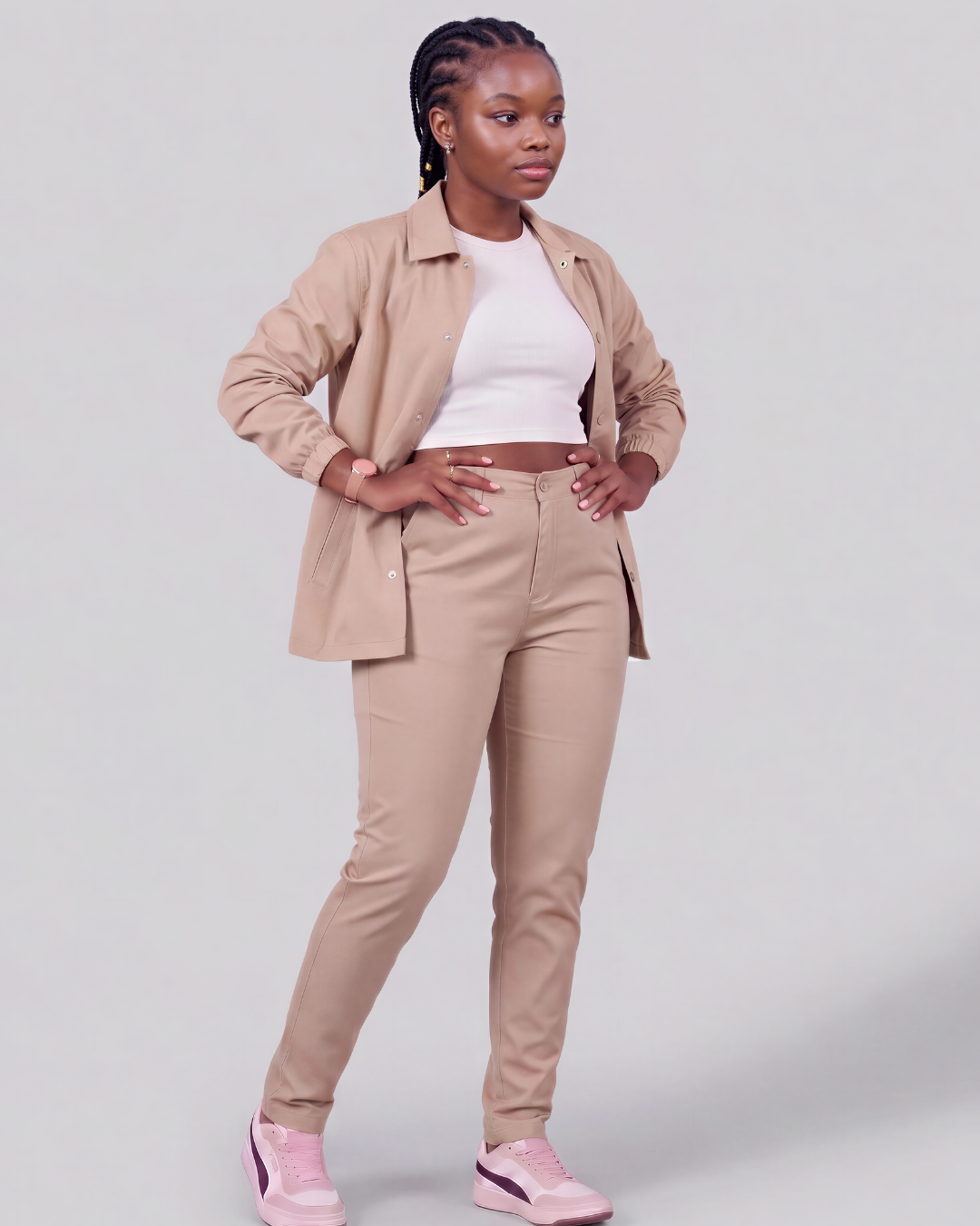 Girls' Classic Chino Pants + Coach Jacket Set