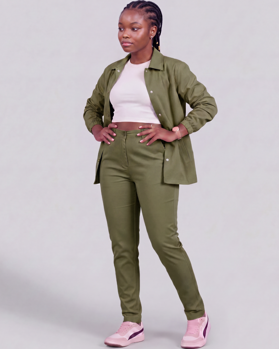 Girls' Classic Chino Pants + Coach Jacket Set
