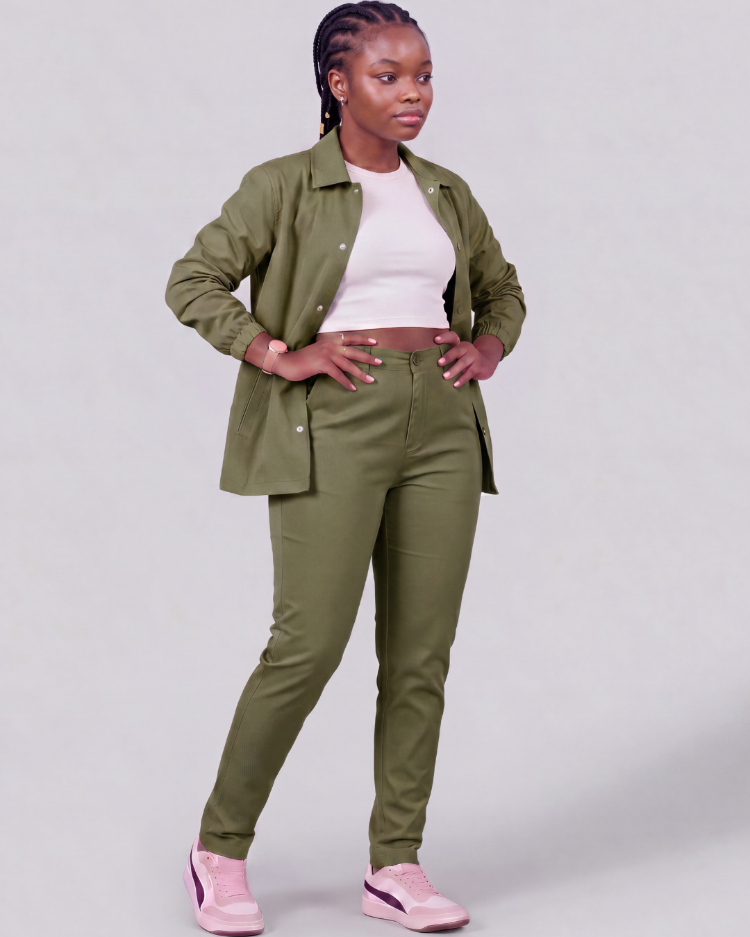 Girls' Classic Chino Pants + Coach Jacket Set