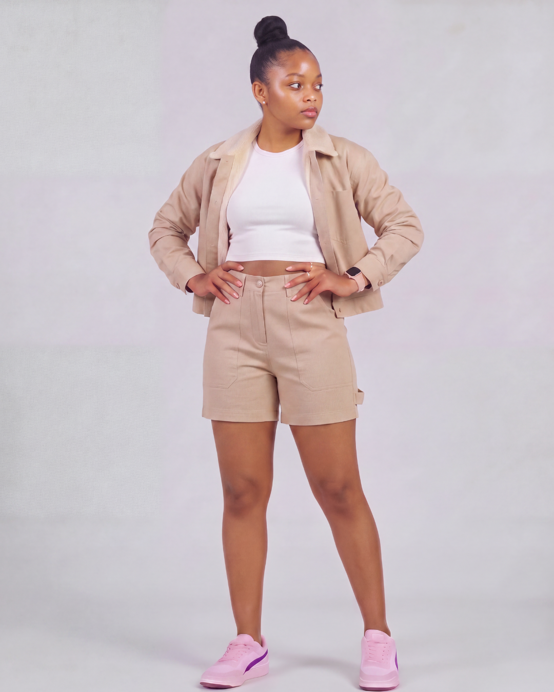 Girls' Carpenter Utility Shorts + Sherpa-Lined Chore Jacket Set