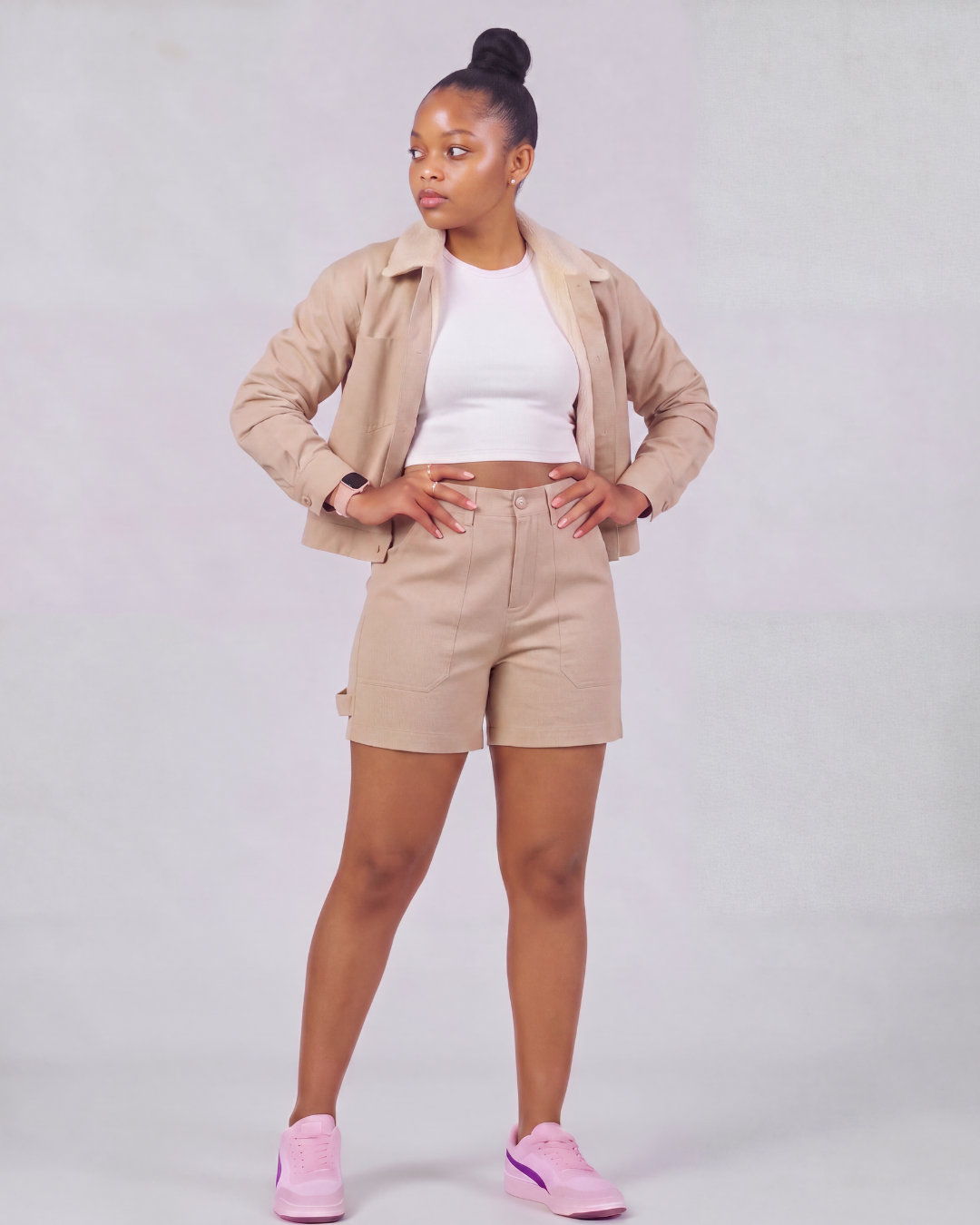 Girls' Carpenter Utility Shorts + Sherpa-Lined Chore Jacket Set